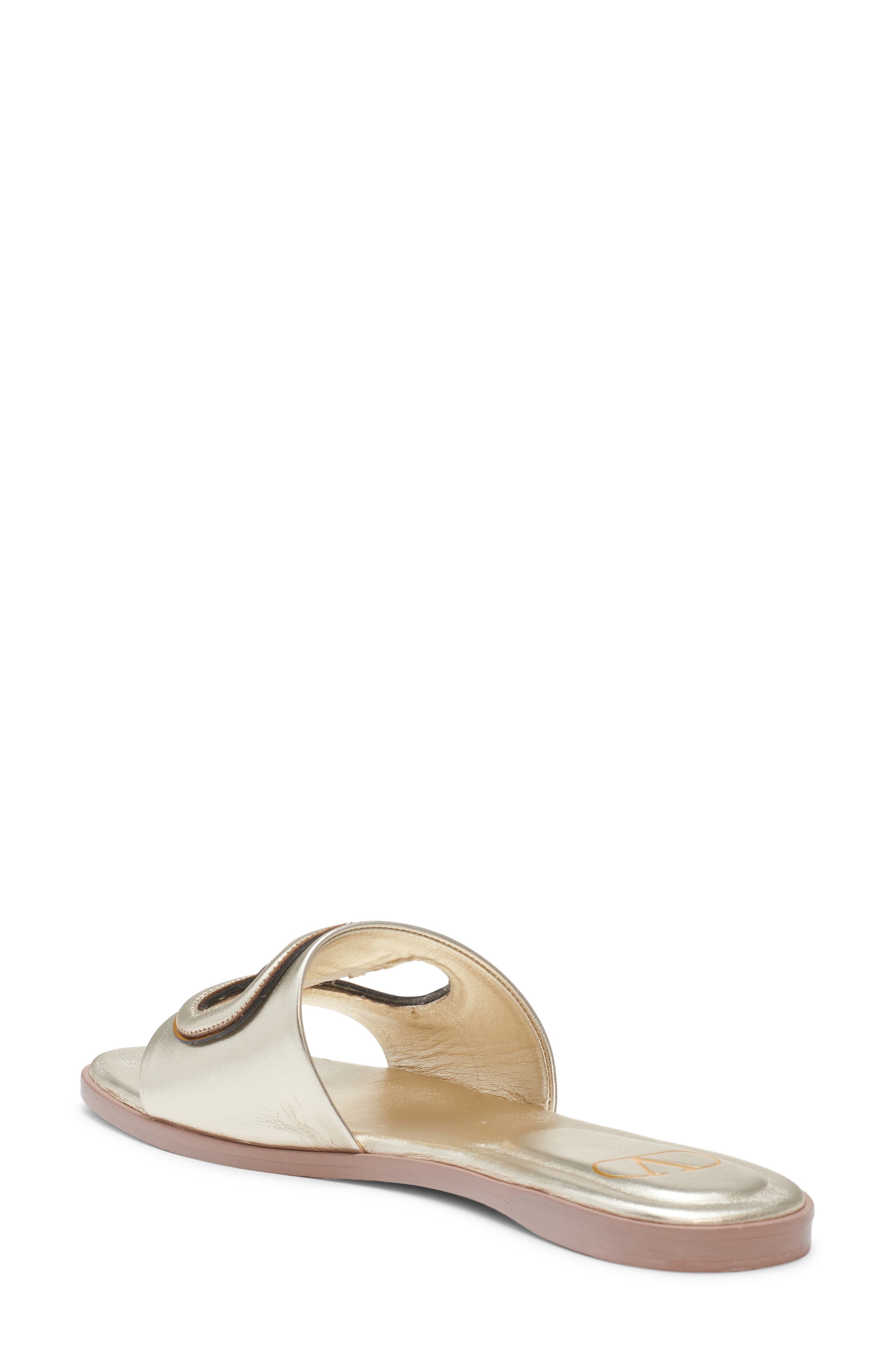 Valentino Garavani VLOGO Cutout Slide Sandal in Platino/Antique Brass at Nordstrom - 2