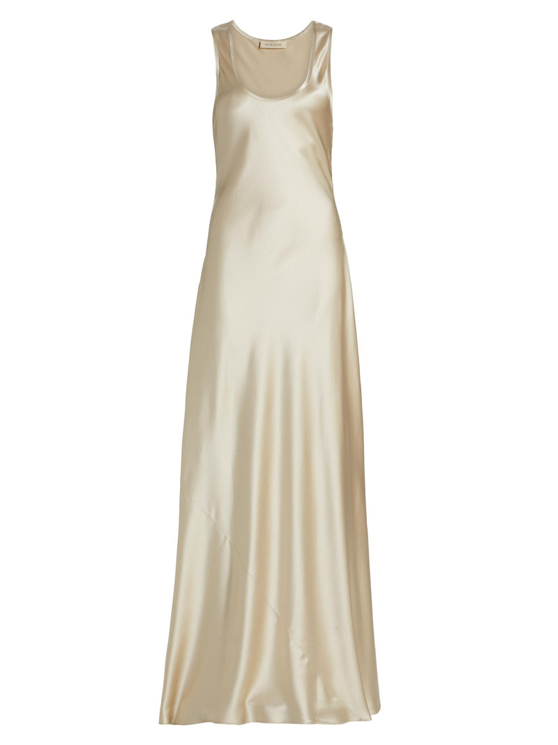 Women's Margot Silk Bias Cut Maxi Dress - Oyster 1