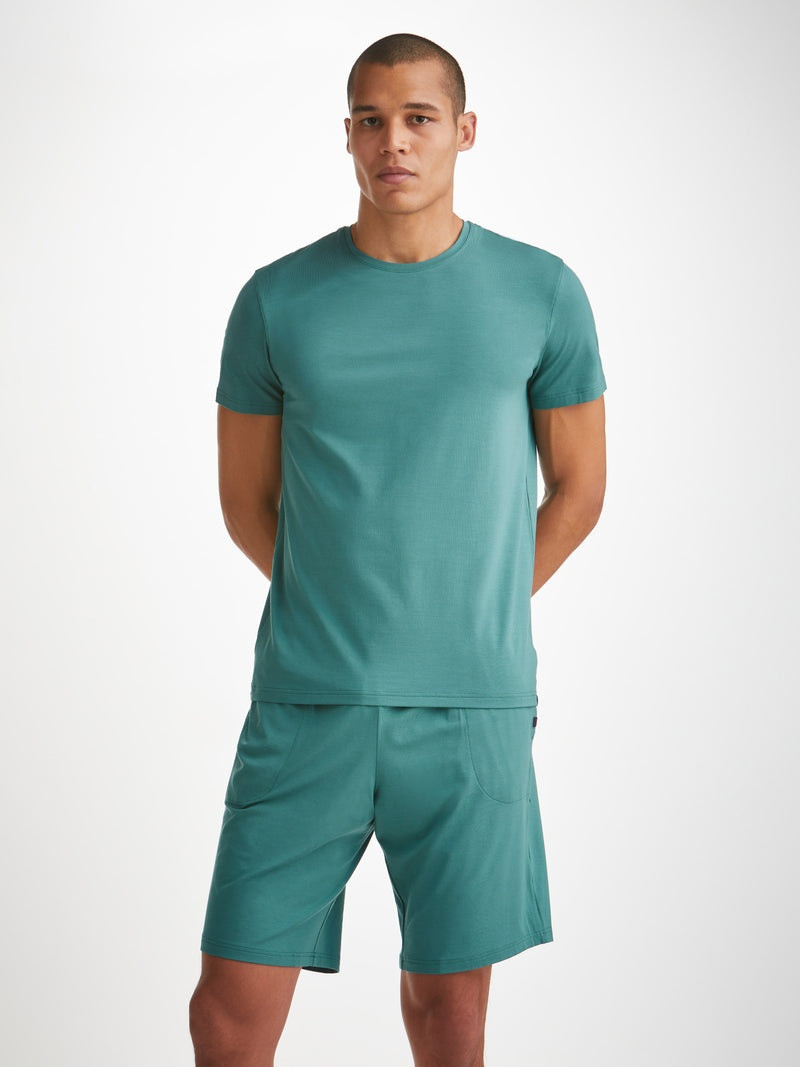 Derek Rose Men's Lounge Shorts Basel Micro Modal Stretch Teal outlook