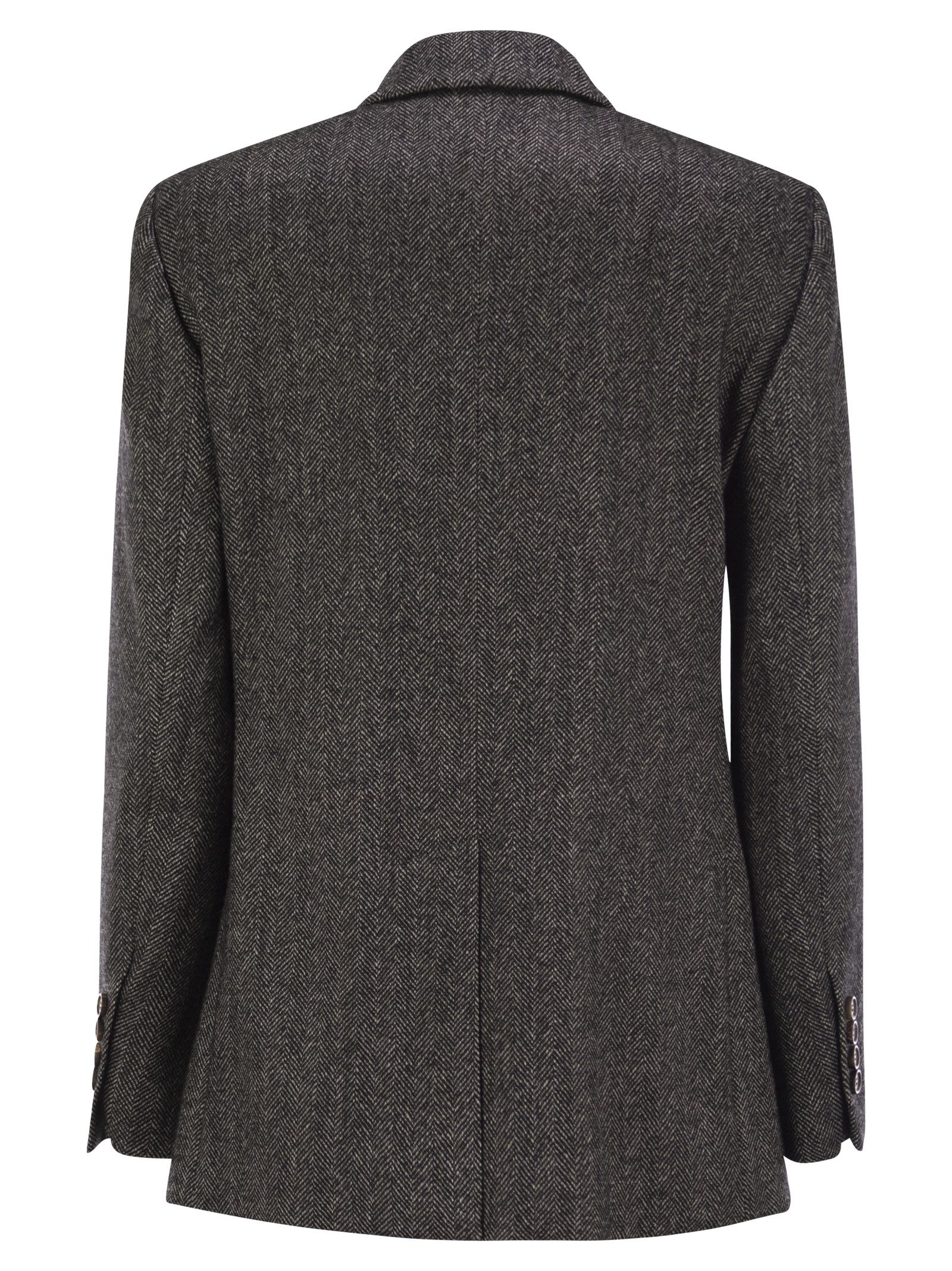 Brunello Cucinelli Women Techno Wool Carded Chevron Jacket With Monile - 2