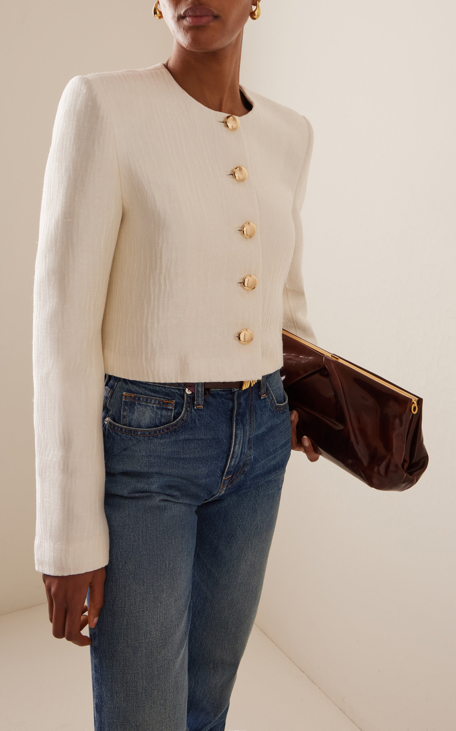 The Ryder Pleated Sponge Silk Jacket off-white - 2
