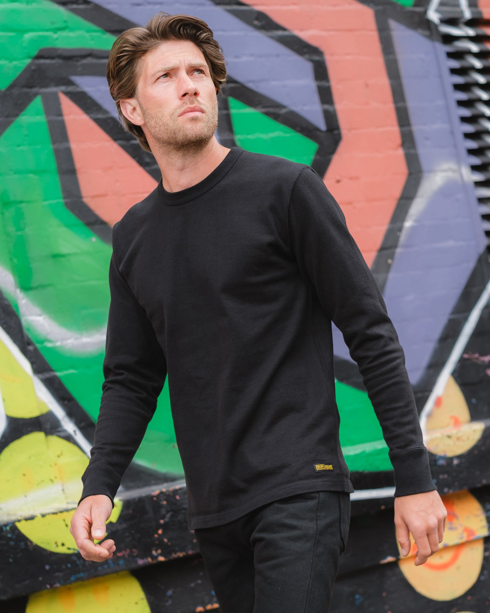 IHTL-1501-BLK 11oz Cotton Knit Long Sleeved Crew Neck Sweater - Black - 4