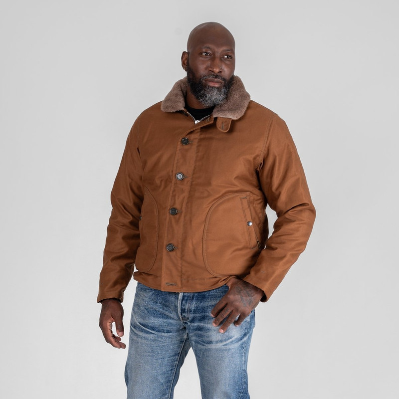 Iron Heart IHM-35-BRN Whipcord N1 Deck Jacket - Brown outlook