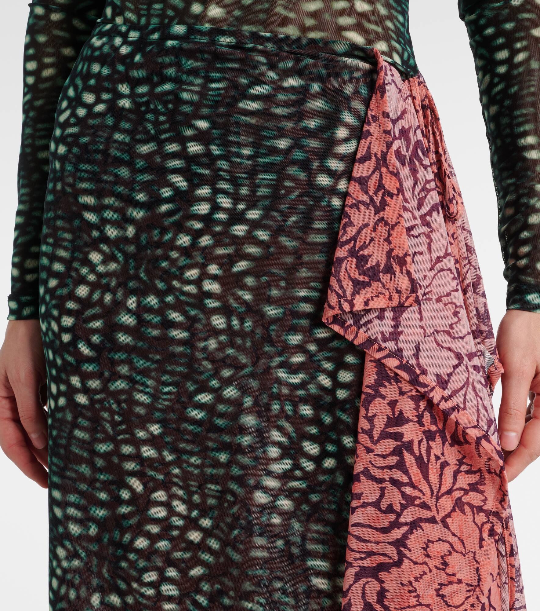 Printed draped midi skirt - 4