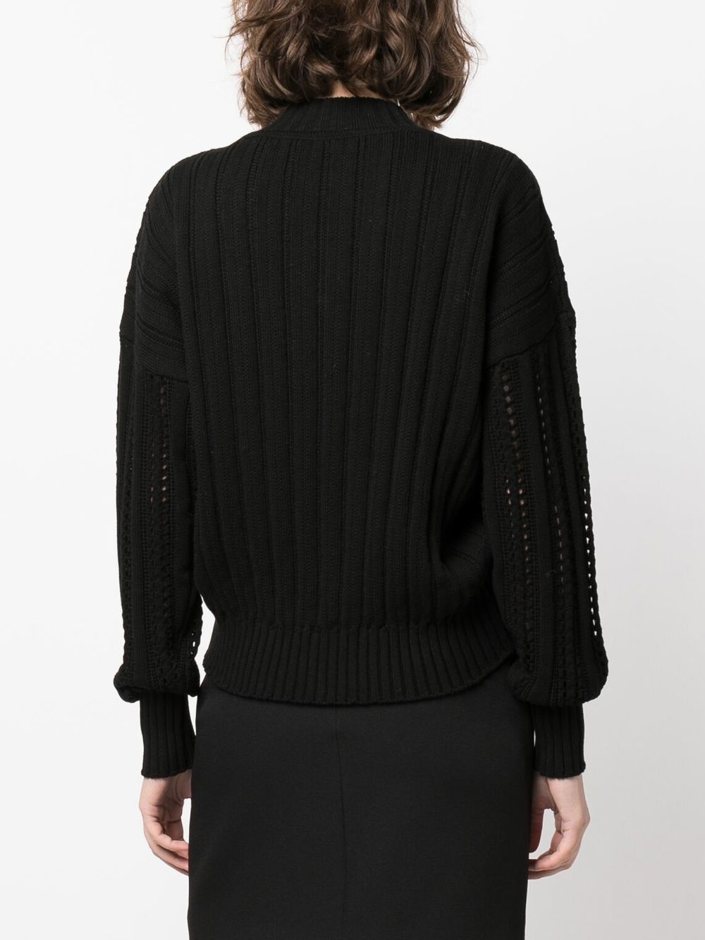 v-neck ribbed knit jumper - 4