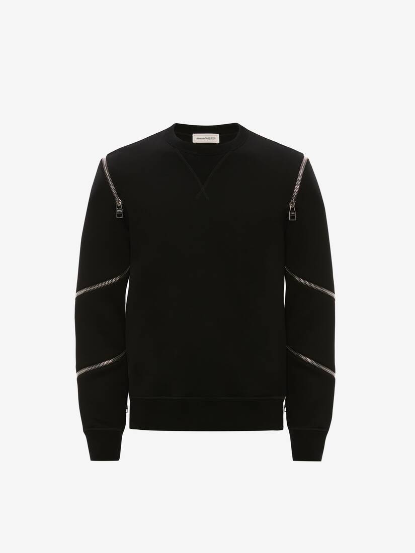 Men's Spiral Zip Sweatshirt in Black - 1