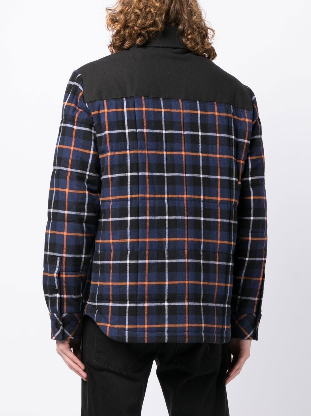 check-print padded shirt jacket - 8