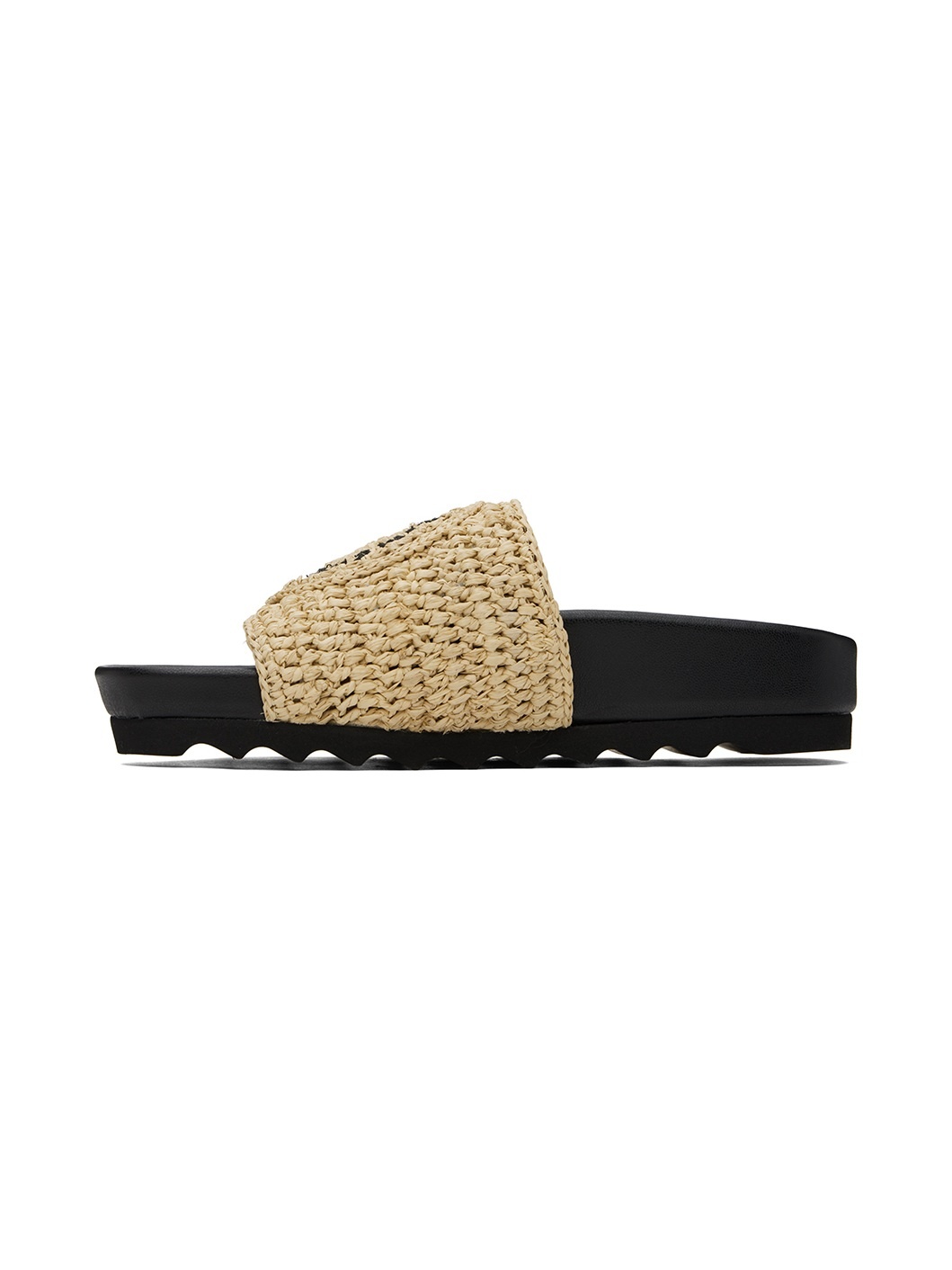 Beige & Black Elyse Raffia Logo Slides - 3