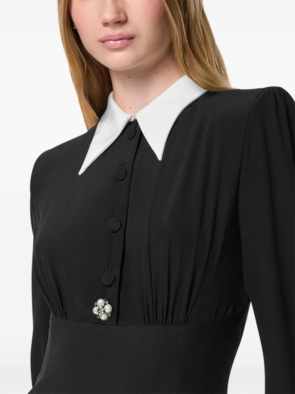 pearl-detailing mini dress - 5