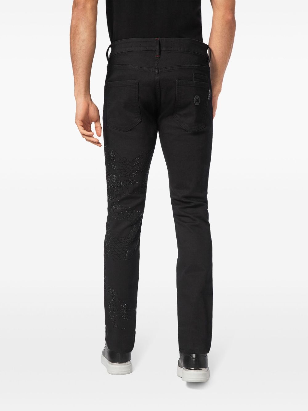 dragon-embellished jeans - 4
