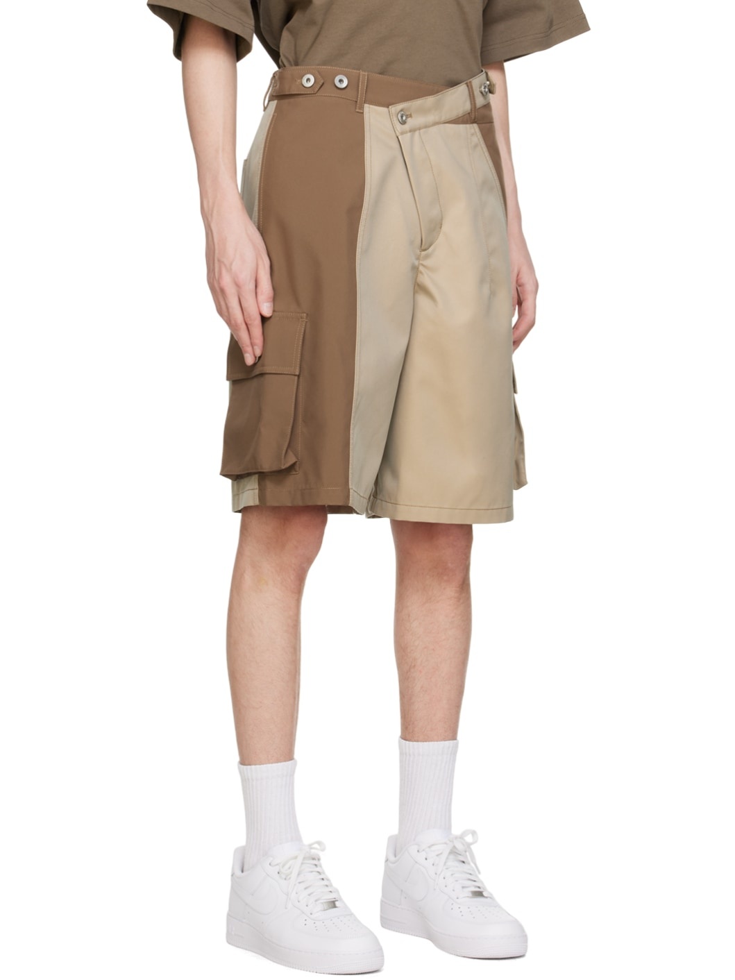 Brown & Beige Bellows Pocket Shorts - 2