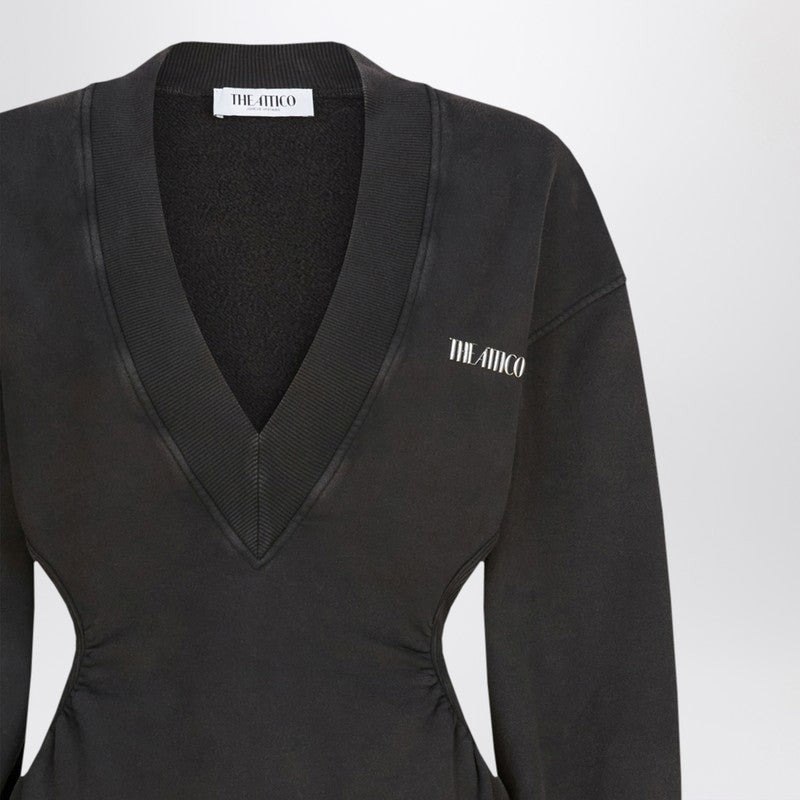 The Attico Washed-Effect Black Mini Dress With Logo Women - 2