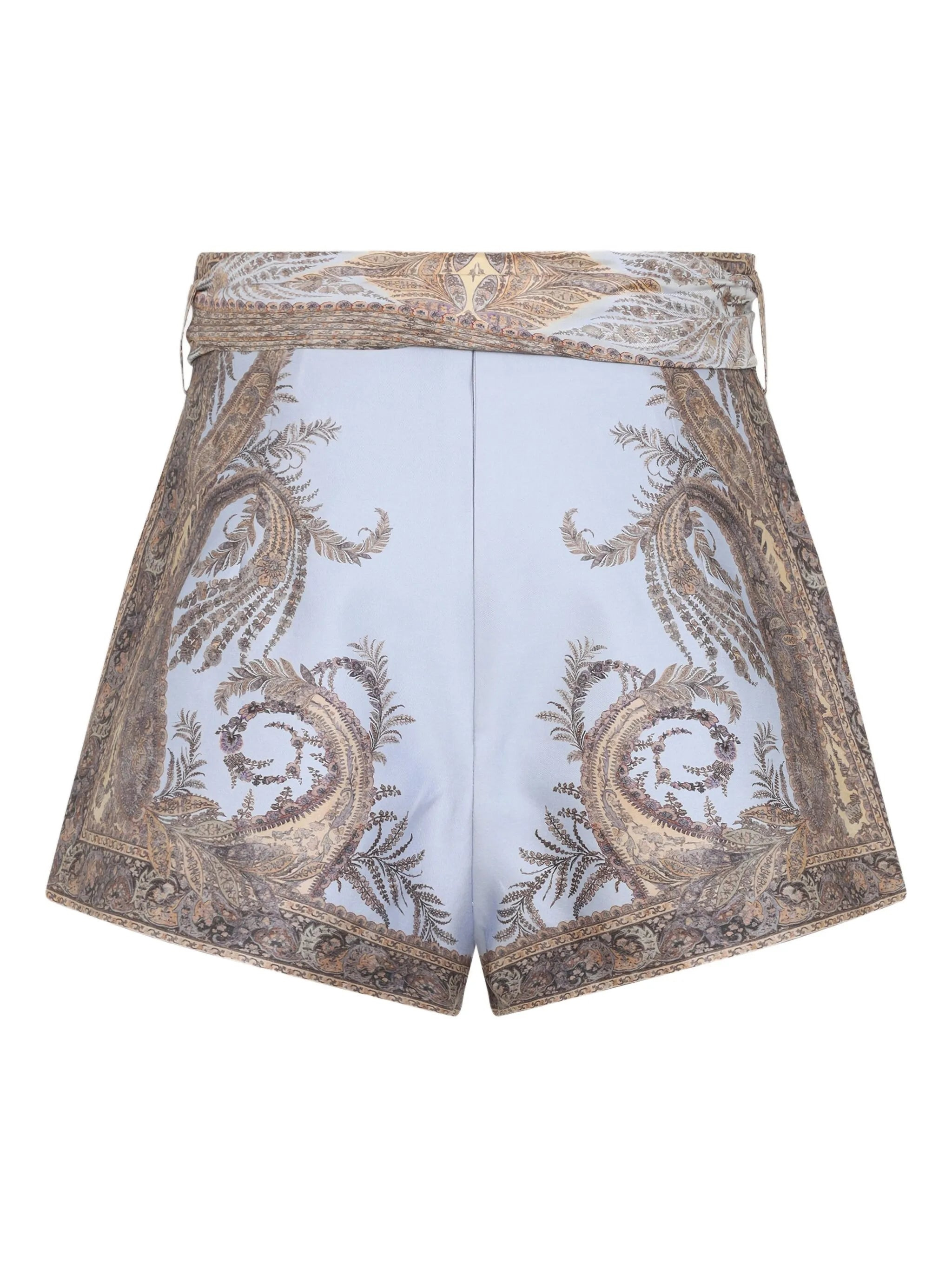 paisley-print belted shorts - 2