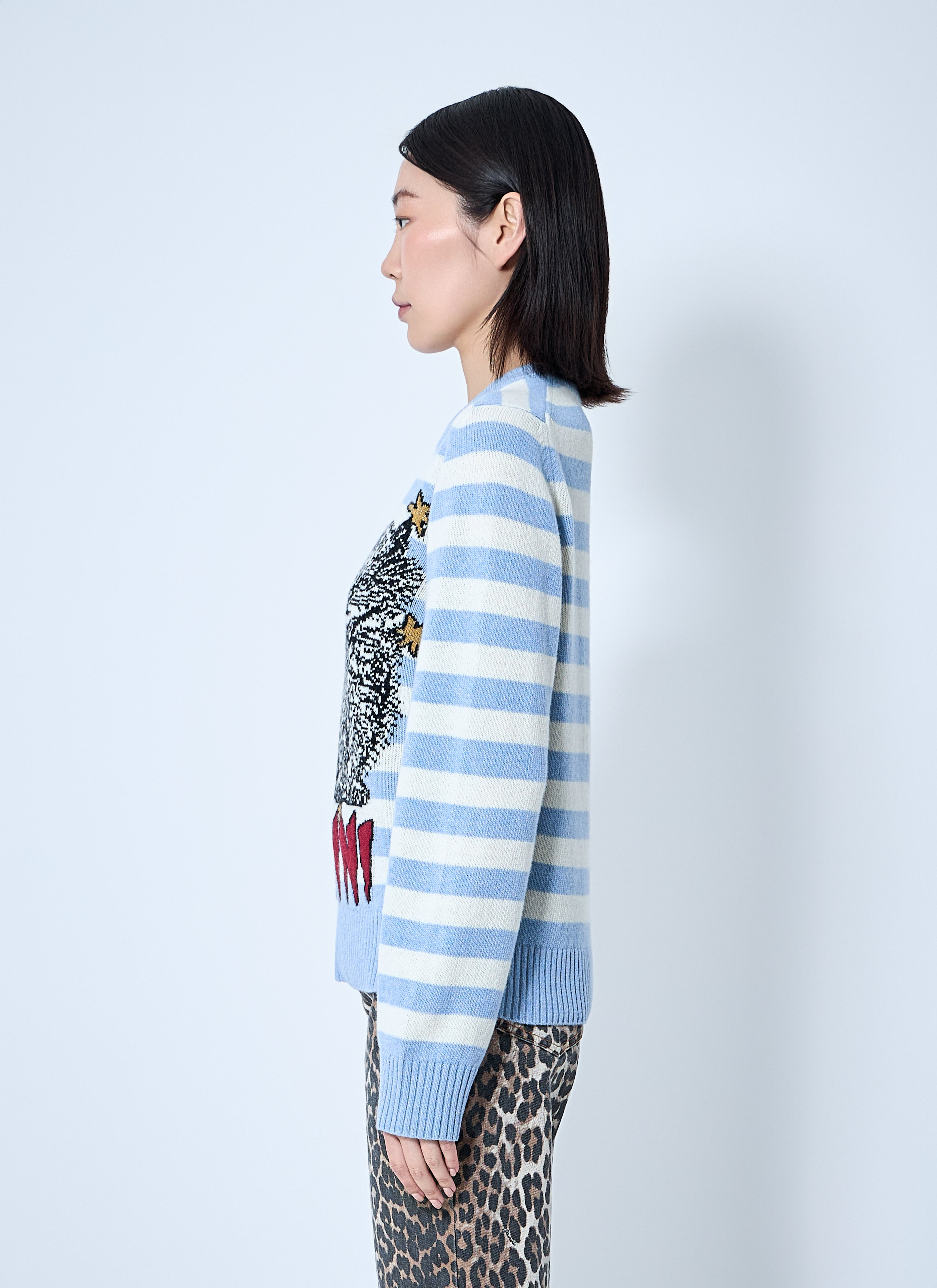 Ganni Women Striped Graphic Sweater - 3
