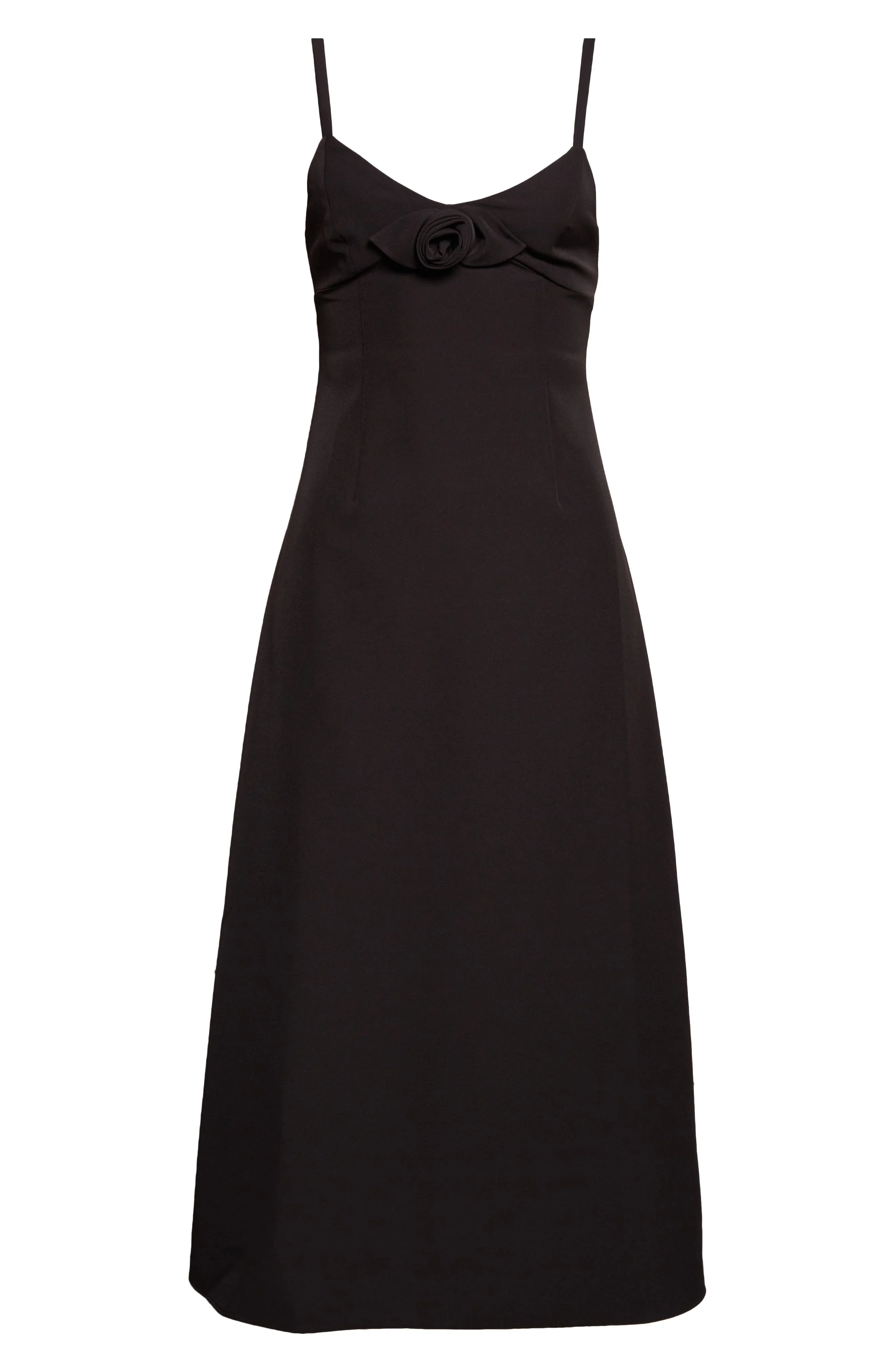 Sandy Liang Pilton Rosette A-Line Midi Dress in Black at Nordstrom - 1