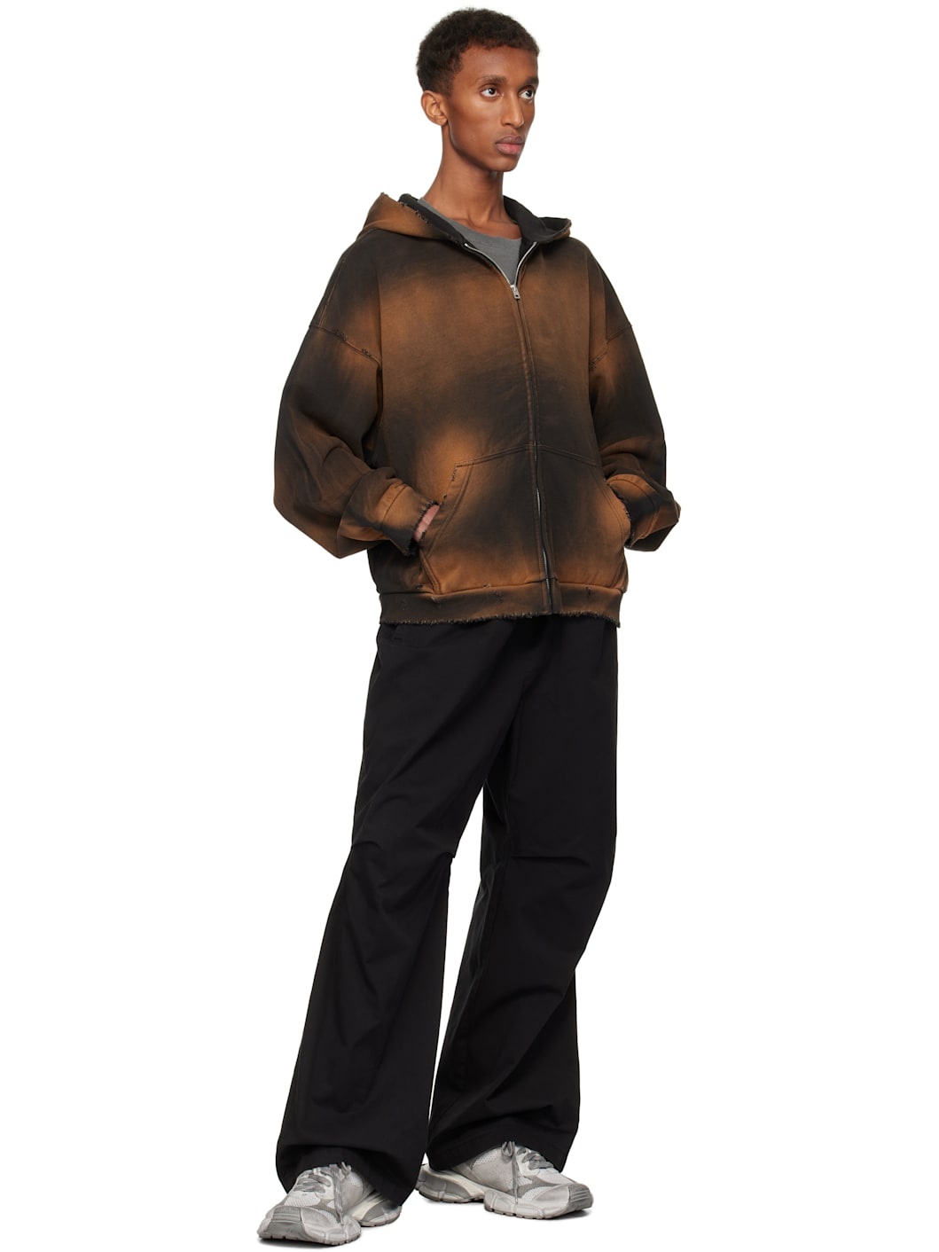 Black Distressed Zip-up Hoodie - 4