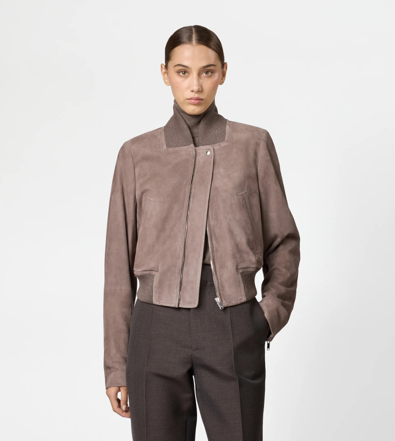 Tod's BOMBER JACKET IN PASHMY SUEDE - BROWN outlook