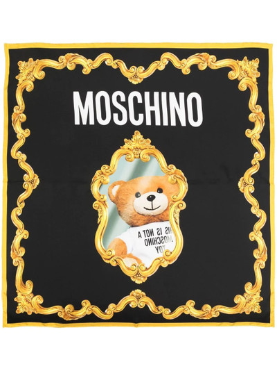 Moschino teddy-print silk scarf outlook