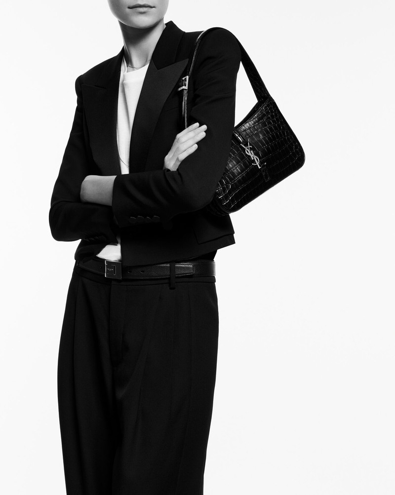 SAINT LAURENT le 5 à 7 hobo bag in crocodile-embossed leather outlook