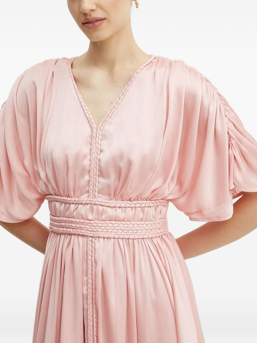 braided-waist V-neck dress - 3