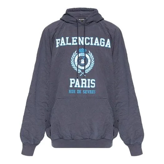 Balenciaga Est. 1917 College Logo Print Hoodie 'Navy' 697879TMV964140 - 1