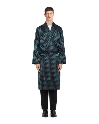 Prada Checkerboard print silk jacquard robe outlook