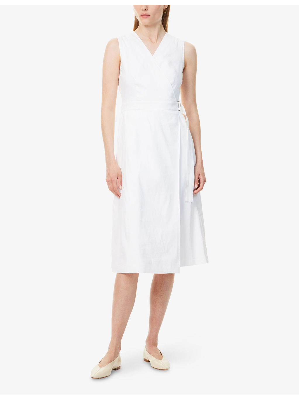Aline Wrap Stretch-Linen Blend Midi Dress - 2