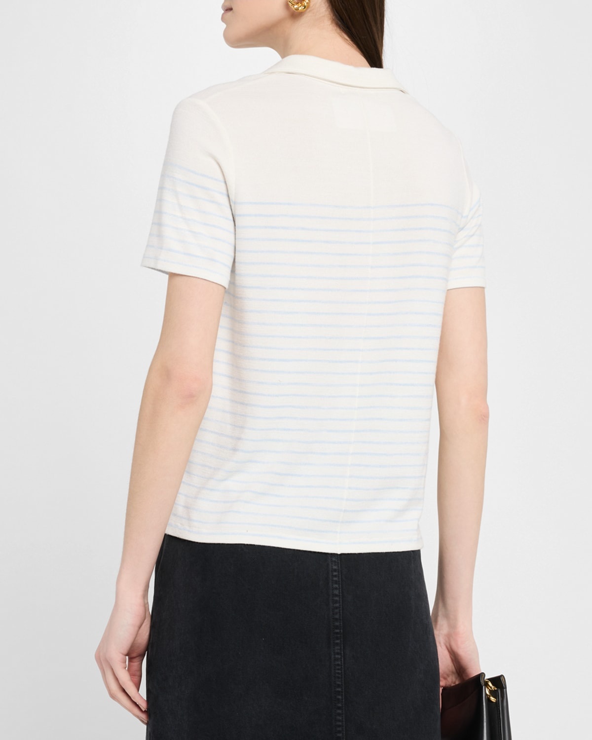Stripe Short-Sleeve Polo Top - 3