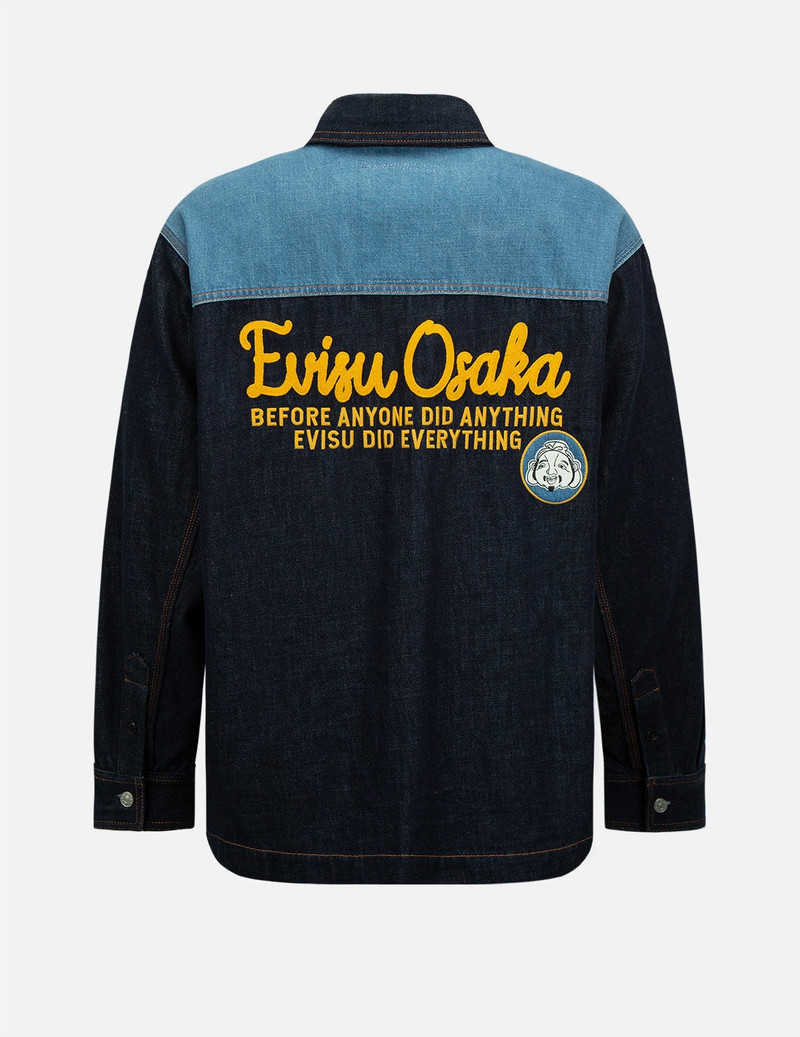 Vintage Handwritten Logo Embroidered Denim Shirt Jacket 7