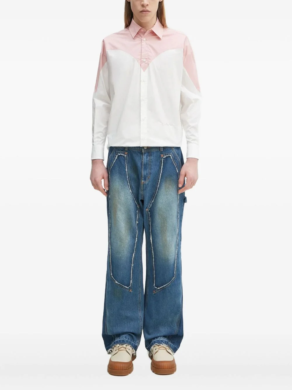 two-tone panelled shirt - 1