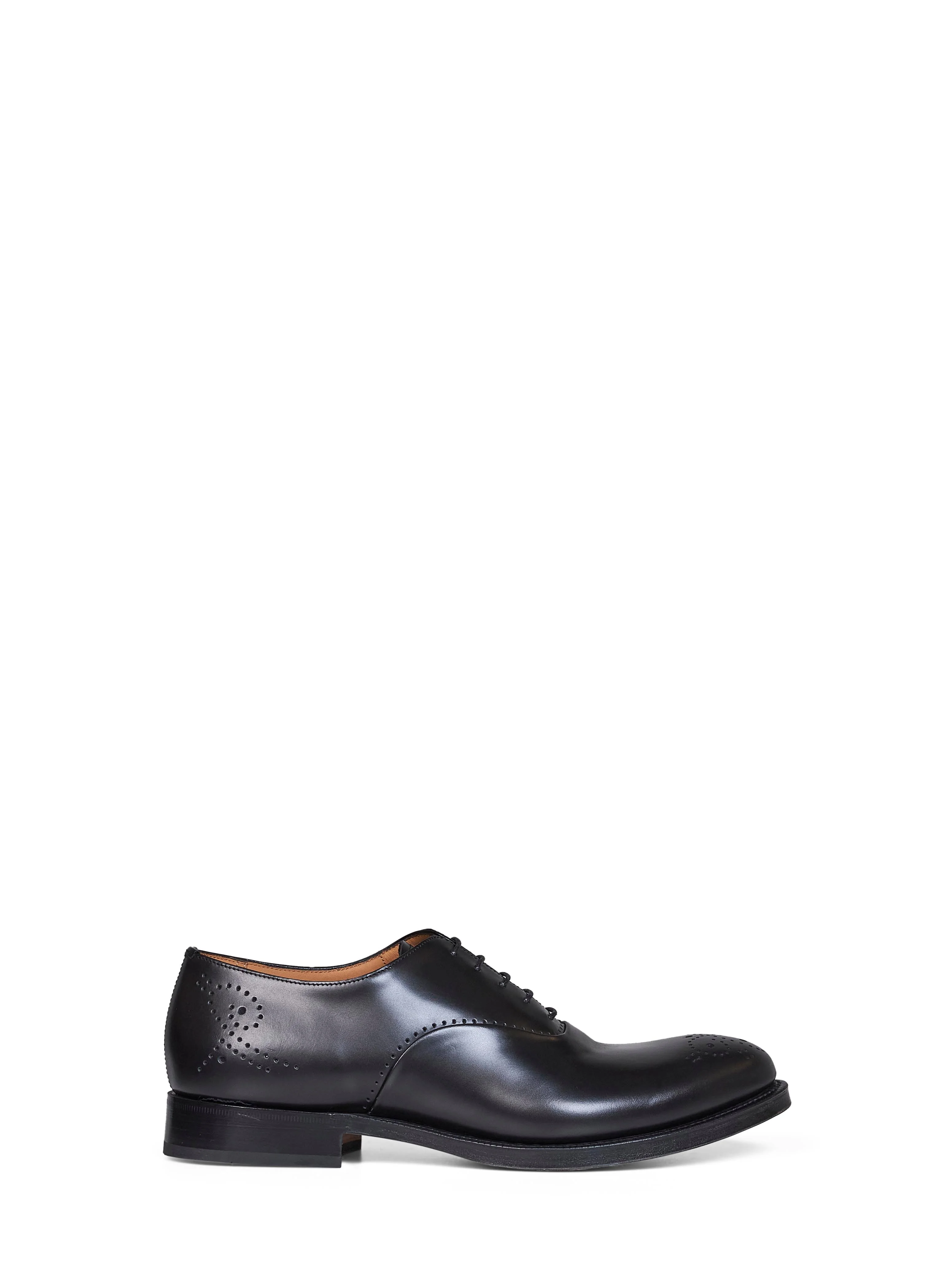 Black brushed leather Skipton Brogue Oxford shoes - 1