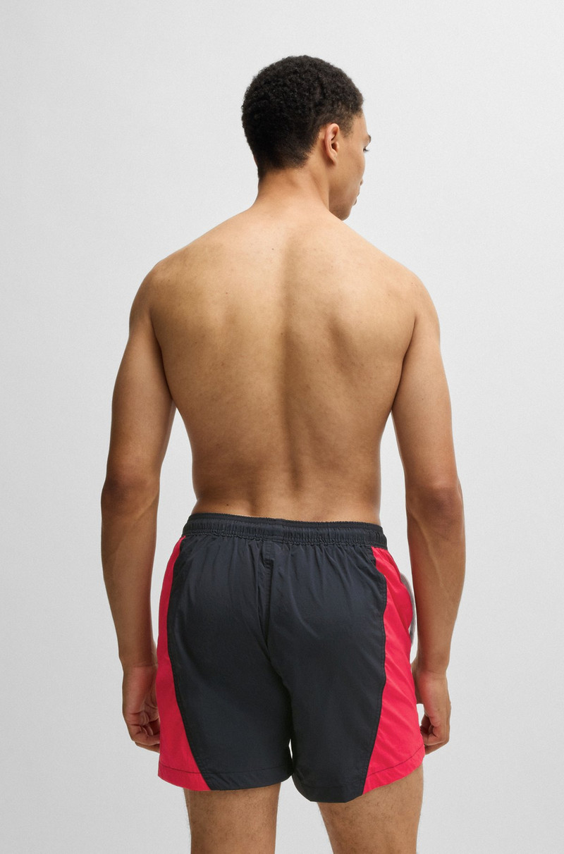 HUGO COLOR-BLOCKED SWIM SHORTS WITH TWO-TONE LOGO outlook