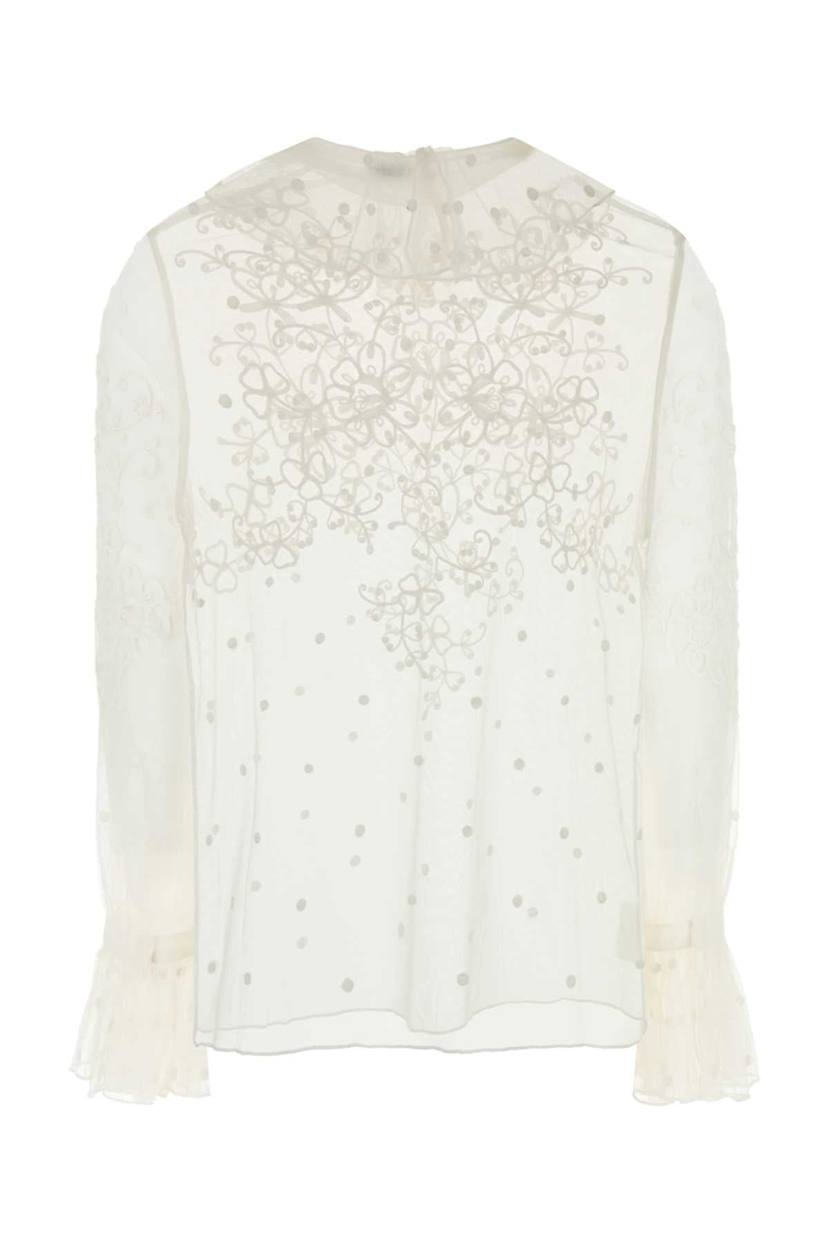 Bode Women White Mesh Middlemist Blouse - 2