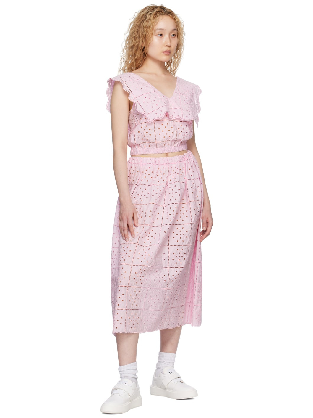 Pink Elasticized Midi Skirt - 4