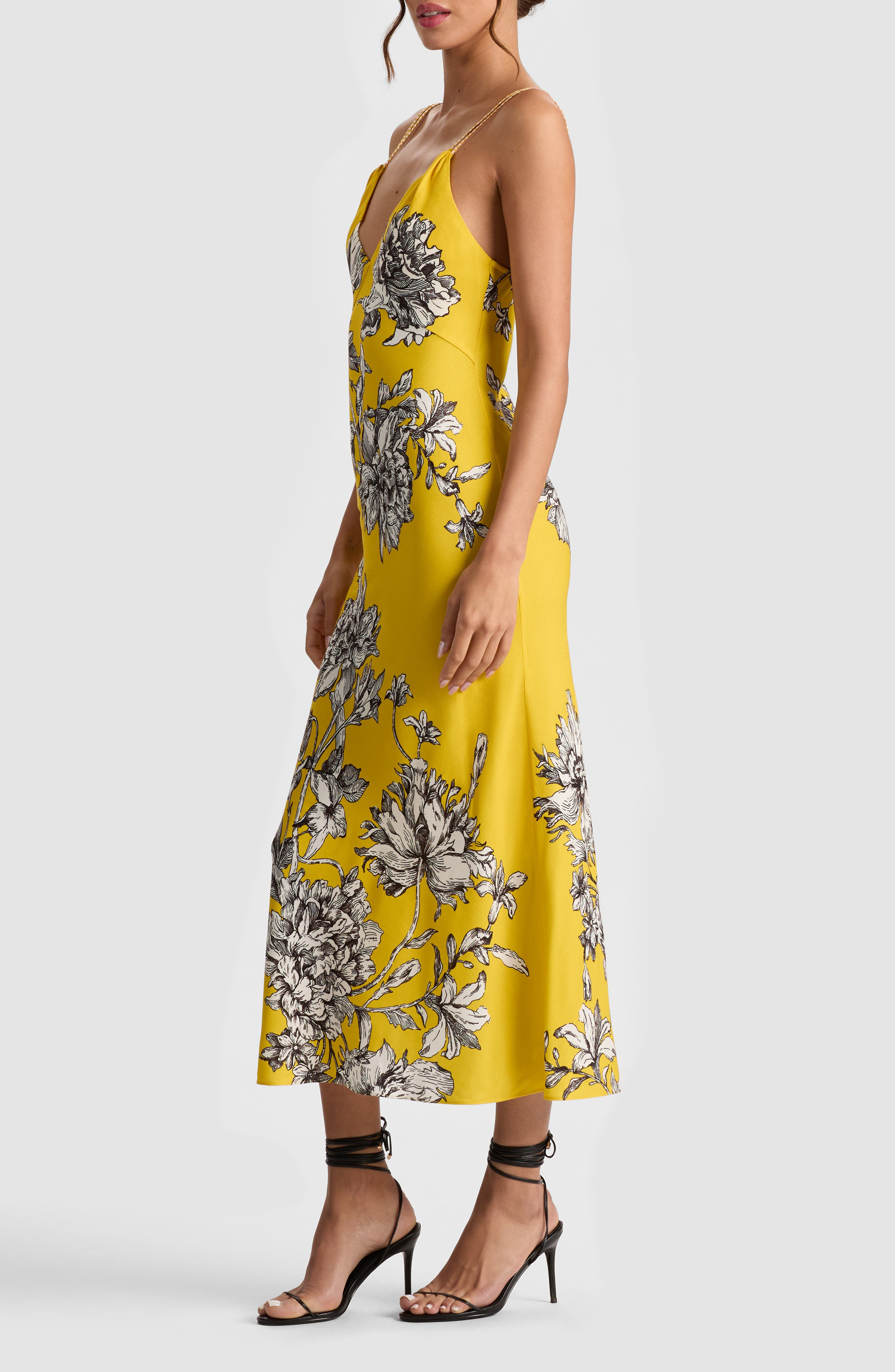 Alice + Olivia Kiro Floral Midi Dress in Blooming Wild Golden Hour at Nordstrom - 3