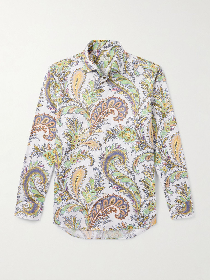 Paisley-Print Cotton-Poplin Shirt Green 1