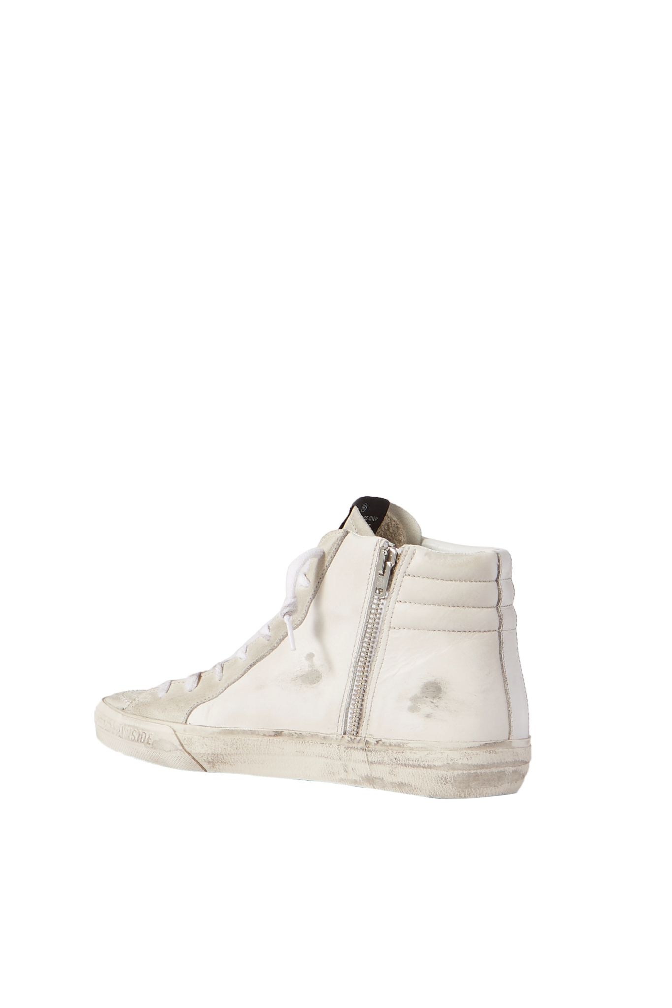 Slide distressed leather and suede high-top sneakers - 3