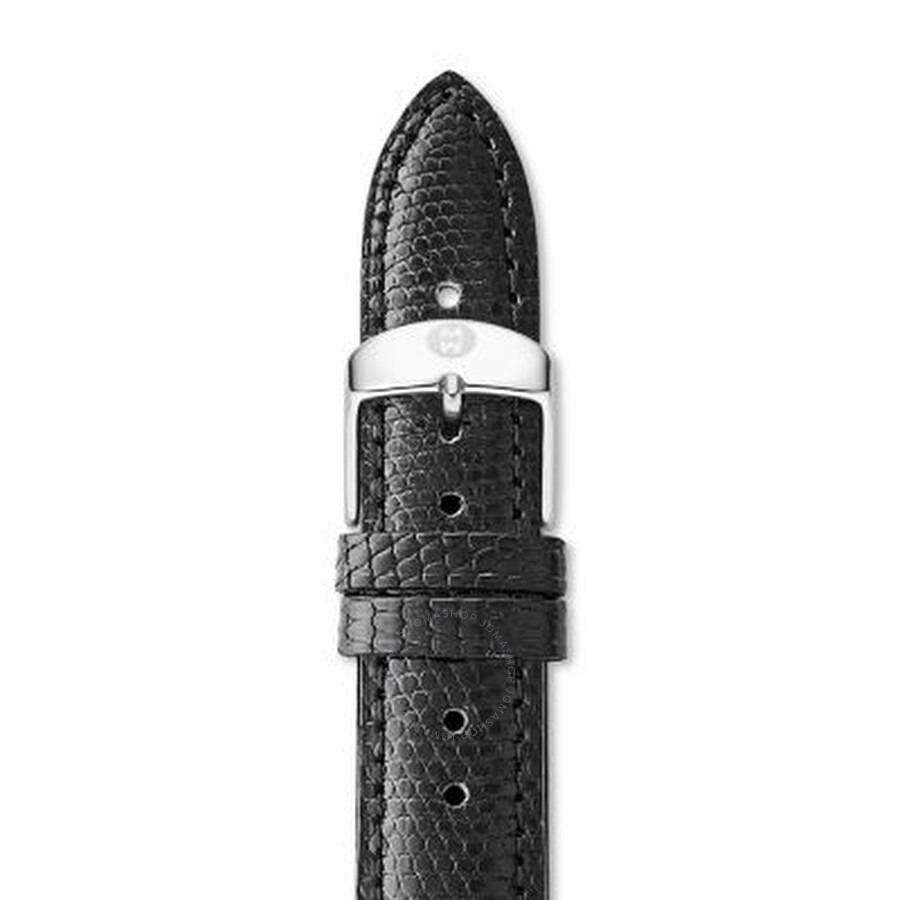 Michele - Michele Deco Mid Ladies 16 mm Black Lizard Leather Watch Strap MS16AA610001 - 1