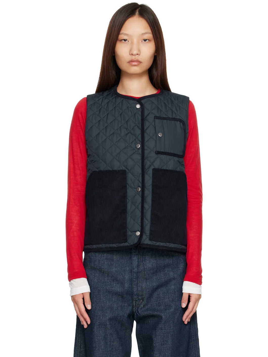 Navy Thulby Quilted Vest - 1