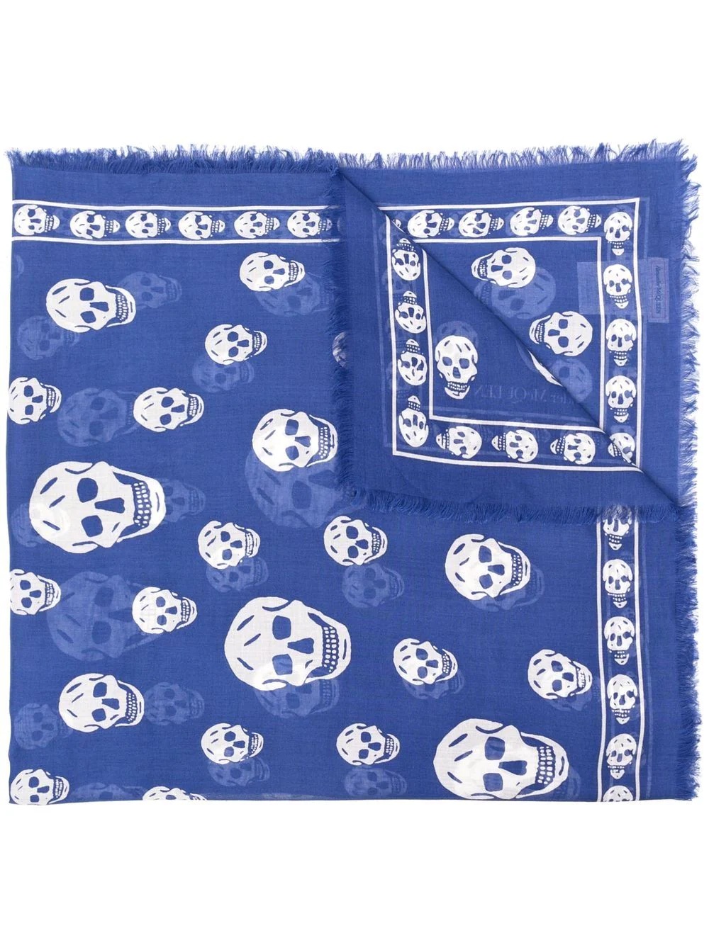 skull-print raw-edge scarf - 1