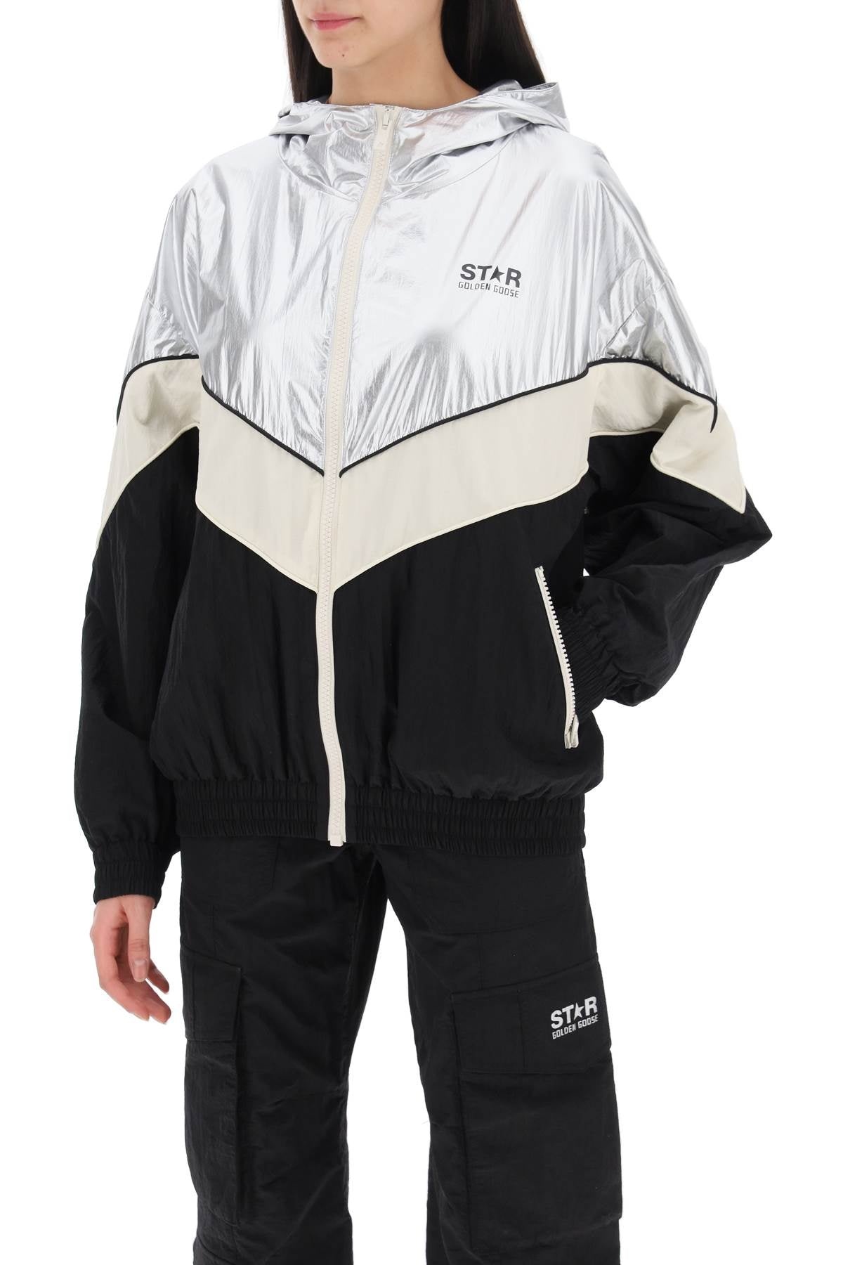 【送料&関税込】Golden Goose Letizia Casual Jacket In Black Golden Goose Golden Goose Letizia Patchwork Jacket Women