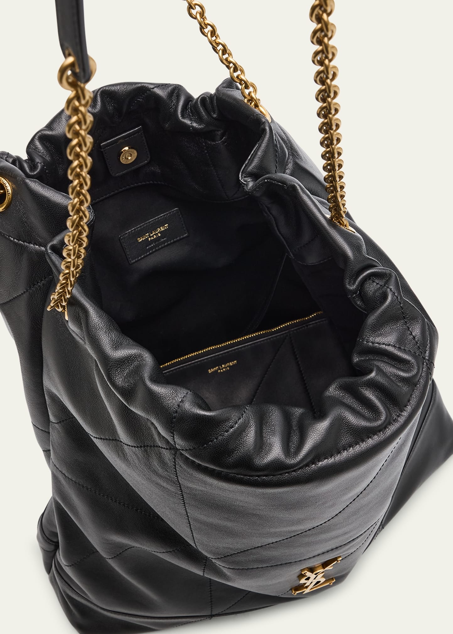 Jamie Large Pochon YSL Shoulder Bag in Quilted Lambskin Leather - 3