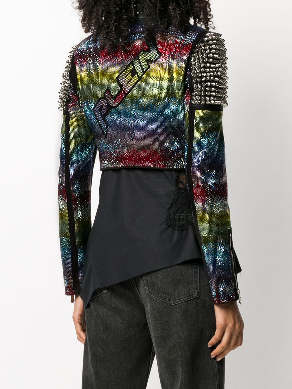 rainbow-studded biker jacker - 4