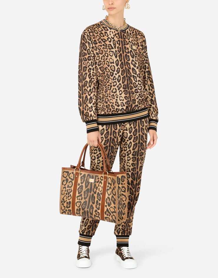 Leopard-print Crespo shopper with branded plate - 2