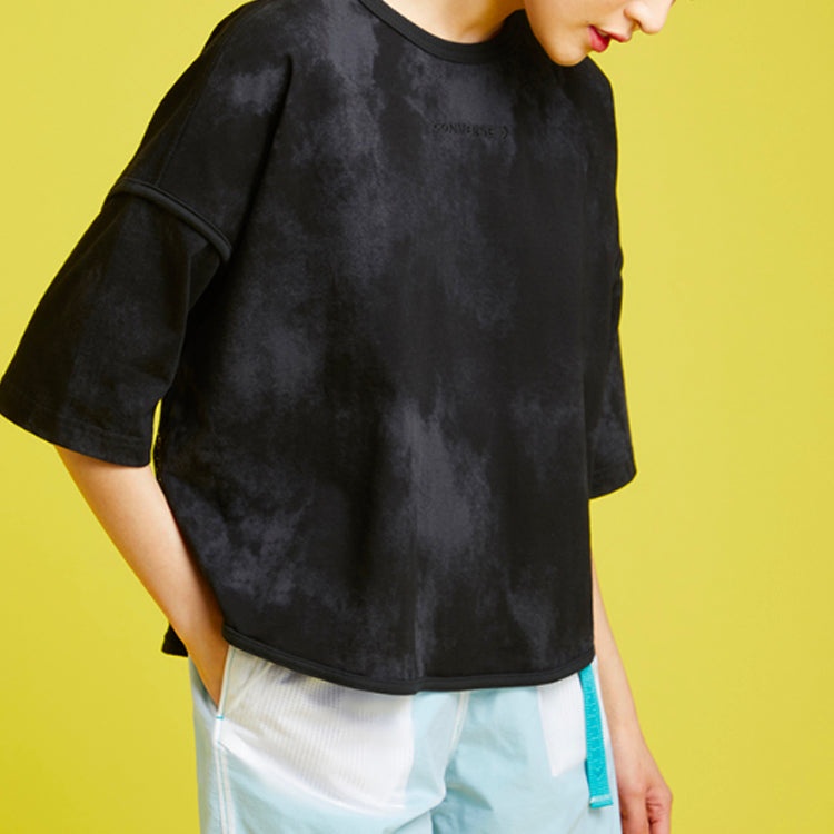 (WMNS) Converse Loose Mesh Breathable Short Sleeve Black 10021458-A02 - 5
