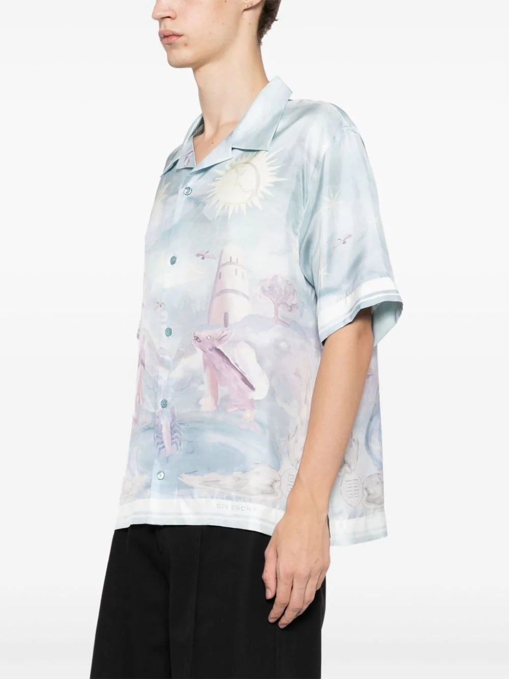 BOXY FIT PRINTED SILK SHIRT - 3