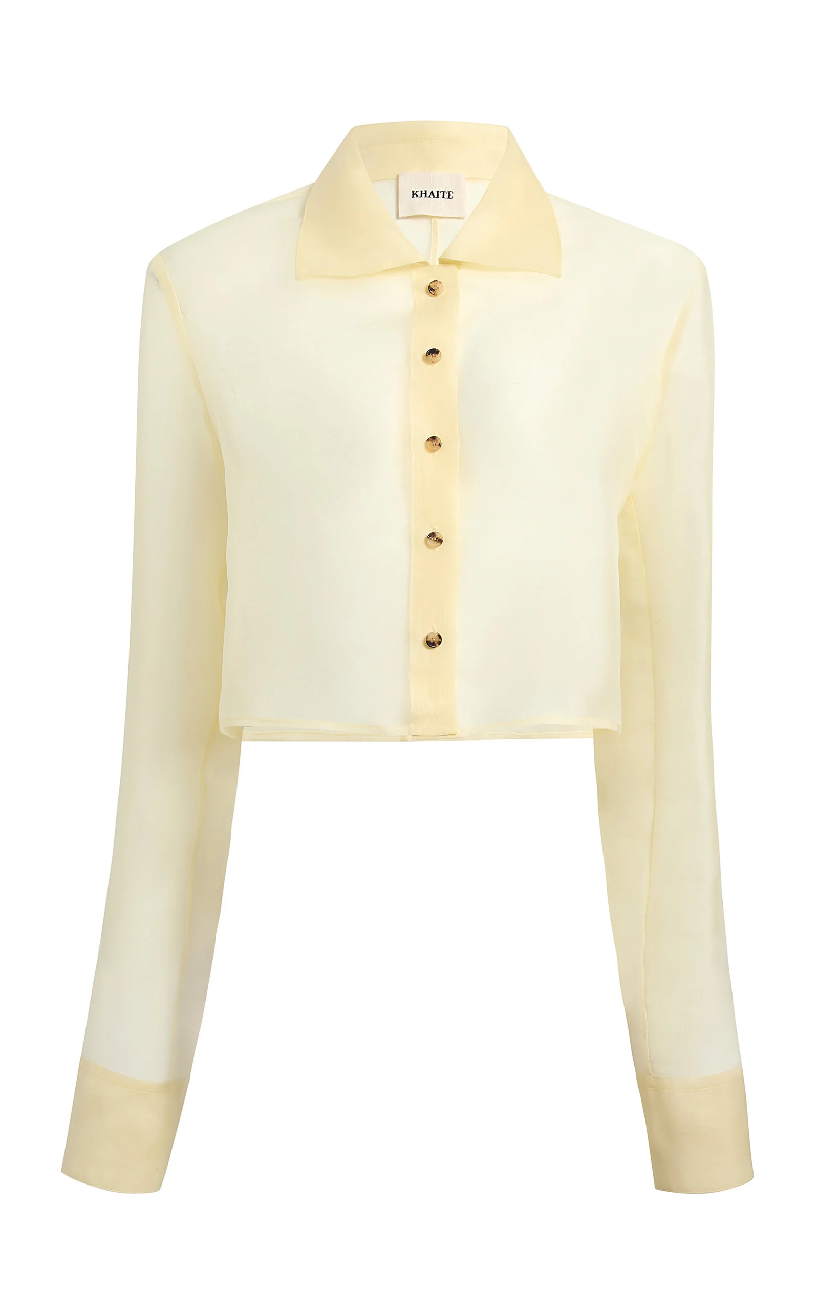Jasen Cropped Shantung Organza Shirt yellow - 1