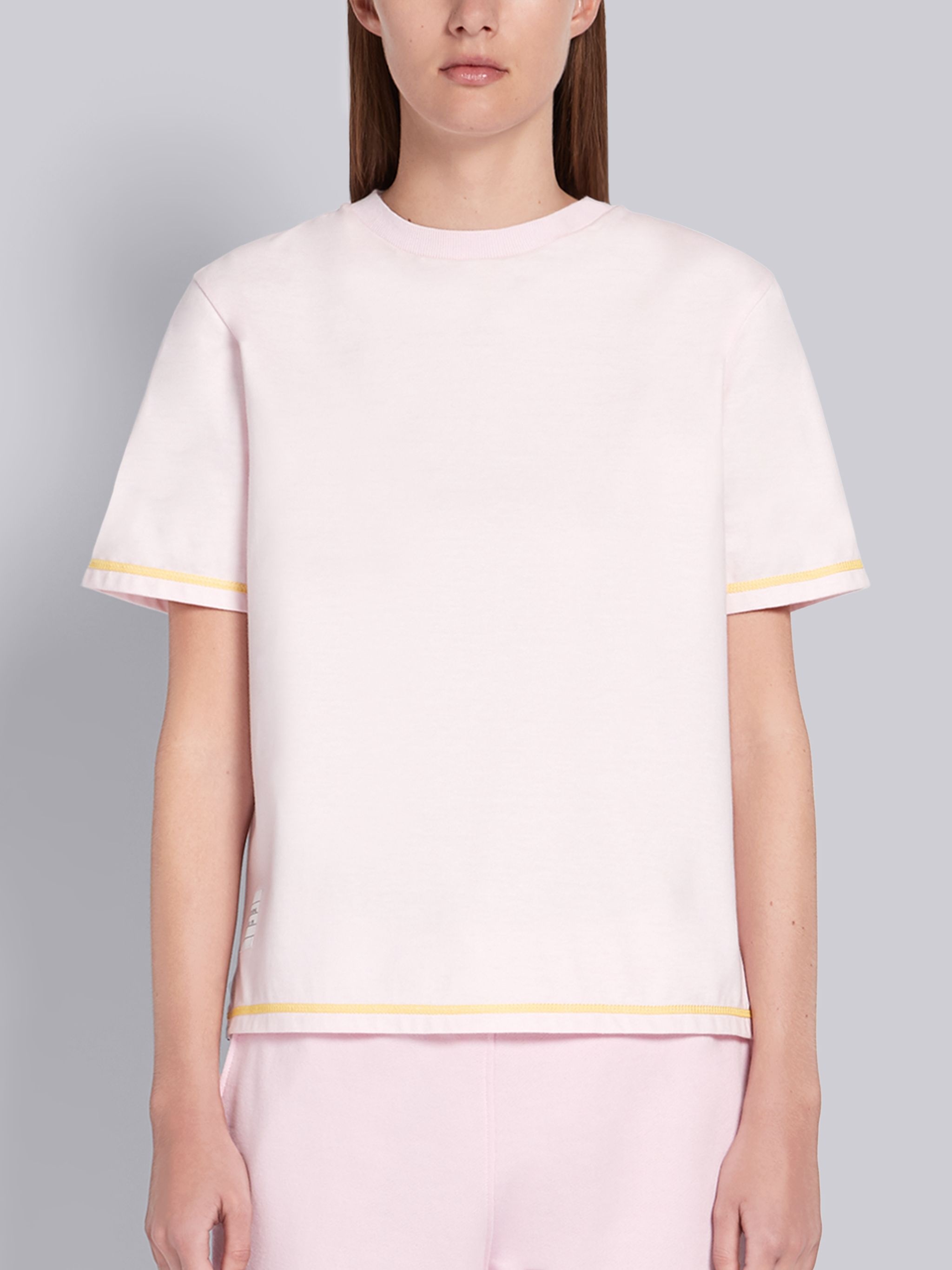 Pink Weight Jersey Contrast Stitch Short Sleeve Tee - 1