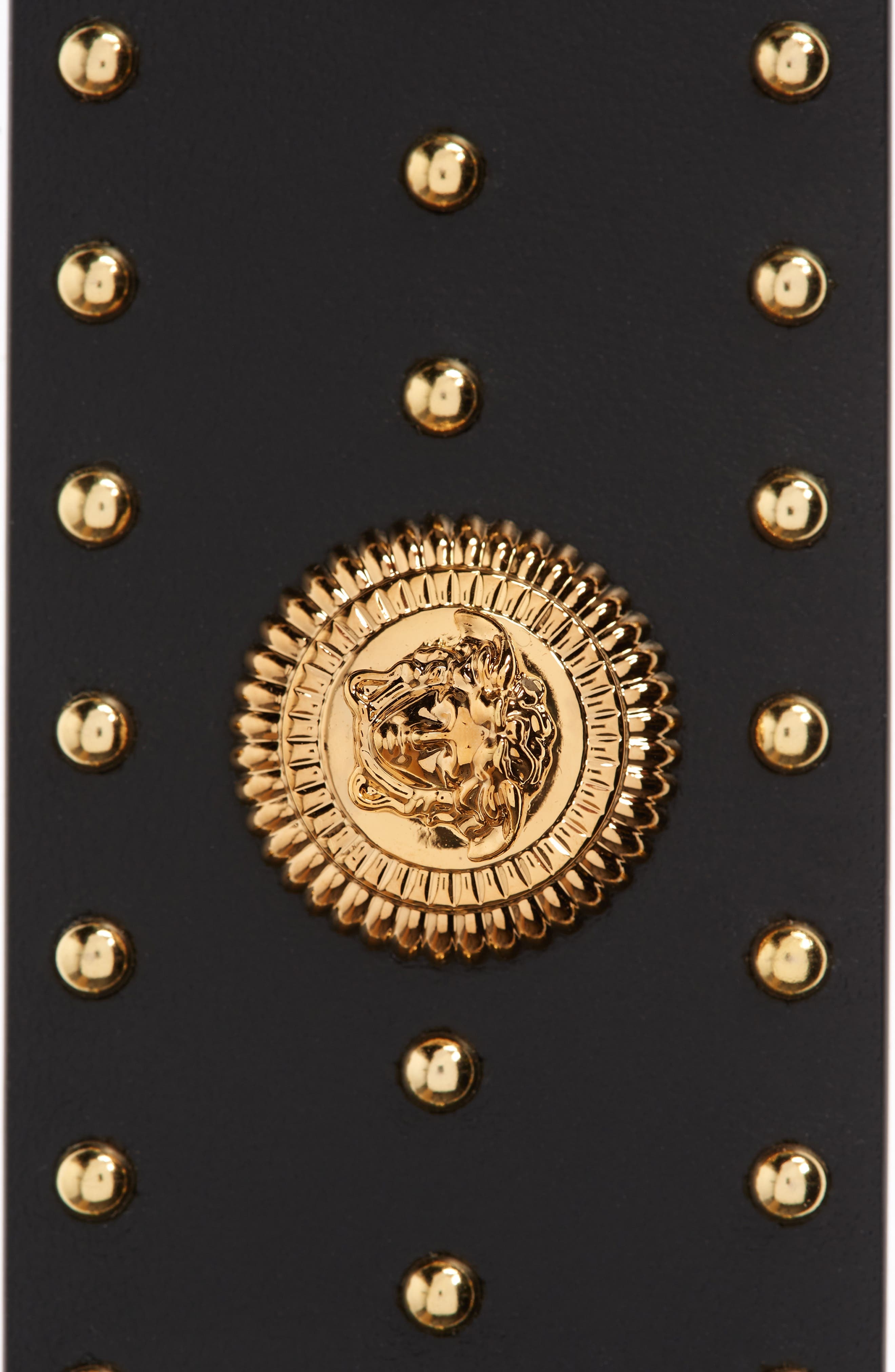 Versace Studded Biggie Coin Belt in Black-Versace Gold at Nordstrom - 2