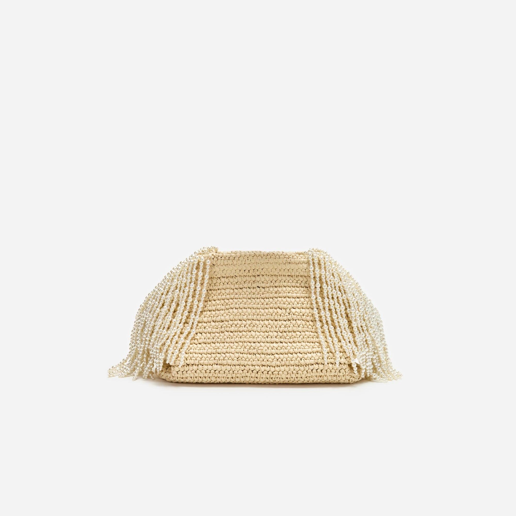 Raffia Pearl Fringe Clutch - 3